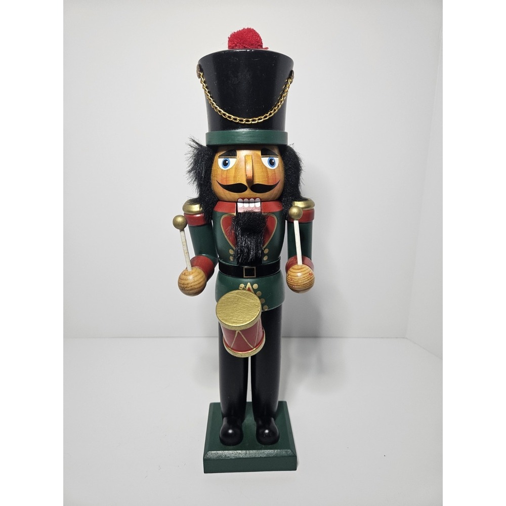 Vintage Wooden Toy Soldier Drummer Nutcracker 15" Christmas Holiday Decor